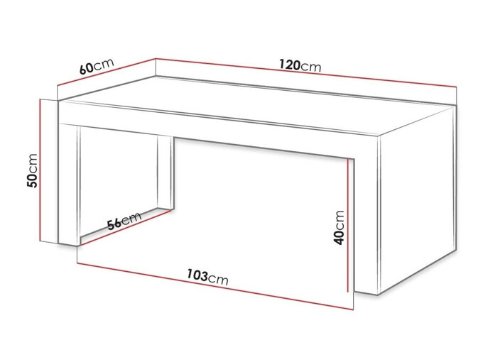 Tavolino da caffè Oswego 100, Bianco, Nero, 50x50x100cm, Truciolare  laminato, Angolare