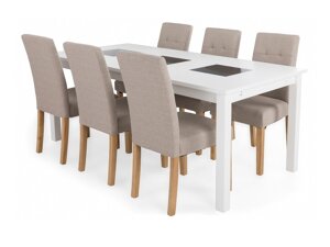 Маса и столове за трапезария Scandinavian Choice 642 (Beige + Кафяв)