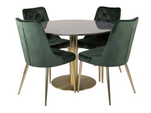 Маса и столове за трапезария Dallas 370 (Зелен + Златно)