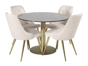 Маса и столове за трапезария Dallas 370 (Beige + Златно)