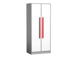Kleiderschrank Akron C100 (Grau + Weiß + Rot)