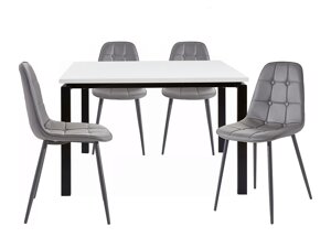 Маса и столове за трапезария Denton 274 (Бял + Сив + Черен)