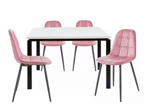 Маса и столове за трапезария Denton 274 (Бял + Роза + Черен)