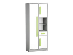 Polcos szekrény Akron C101 (Szürke + Fehér + Zöld)
