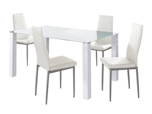 Маса и столове за трапезария Denton 280 (Бял + Сив + Бял)