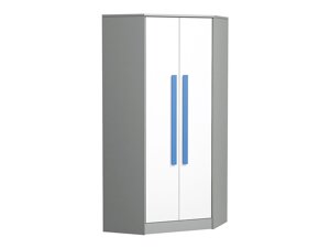 Γωνιακή ντουλάπα Akron C106 (Γκρι + Άσπρο + Μπλε)