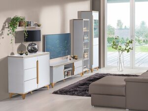 Set mobili soggiorno Ogden H112 (Bianco + Luminoso legno)