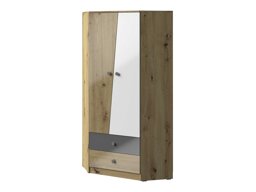 Γωνιακή ντουλάπα Akron L101 (Artisan βελανιδιά + Γυαλιστερό λευκό + Gloss γκρι)