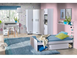Conjunto de dormitorio infantil Akron A120 (Blanco + Gris)