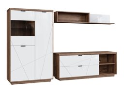 Set mobili soggiorno Boston CE111 (Rovere delano scuro + Bianco lucido)