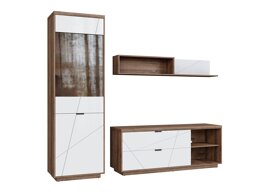 Set mobili soggiorno Boston CE113 (Rovere delano scuro + Bianco lucido)