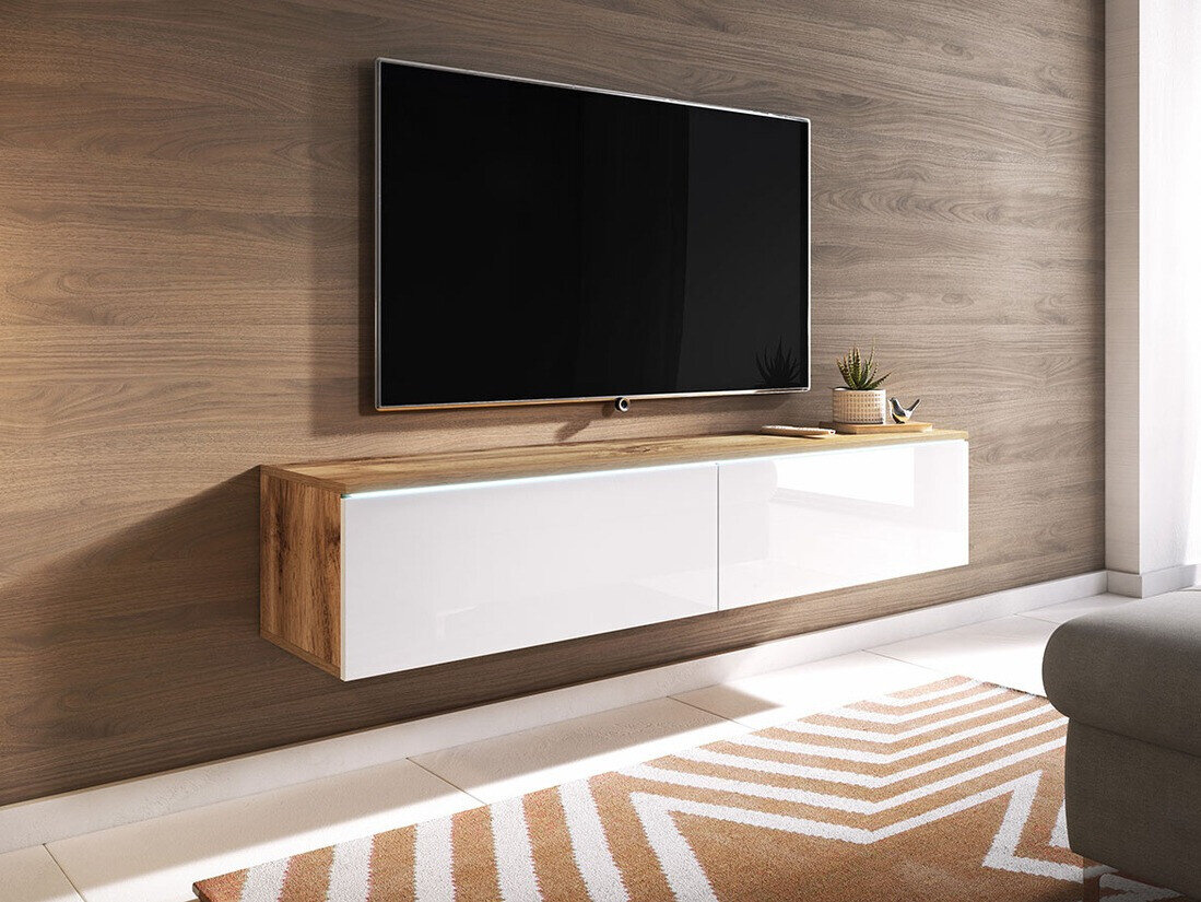 Mobile porta TV Sarasota 120 (Wotan quercia + Bianco lucido) - Mobili  soggiorno