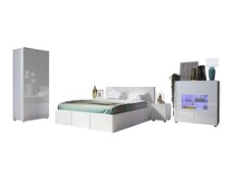 Schlafzimmer-Set Providence B128 (Öko-Leder Soft 017 Ist weiß Weiß + Weiß glänzend)