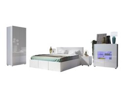 Schlafzimmer-Set Providence B128 (Öko-Leder Soft 017 Ist blau Weiß + Weiß glänzend)