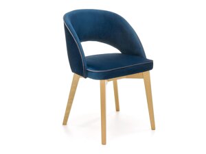 Cadeira Houston 1218 (Azul escuro + Brilhante madeira)