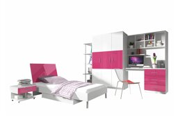 Ensemble de meubles Nashville A111 (Blanc + Blanc brillant + Rose brillant)