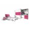 Juego de muebles Nashville A111 (Blanco + Blanco brillante + Rosa brillante)