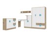 Мебелен комплект Akron F107 (Светъл дъб + Бял + Тюркоаз)