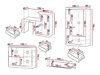Мебелен комплект Akron F107 (Светъл дъб + Бял + Тюркоаз)