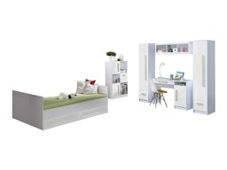 Kinderzimmer-Set Akron J108 (Weiß + Weiß glänzend + Grau)
