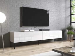 TV-Tisch Charlotte 160 (Weiß + Weiß glänzend + Schwarz)