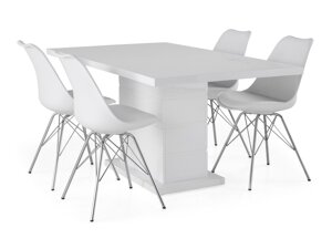 Маса и столове за трапезария Scandinavian Choice 609 (Бял + Сребро)