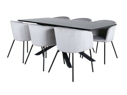Маса и столове за трапезария Dallas 2691 (Светло сив + Черен)