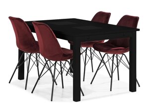 Маса и столове за трапезария Parkland 231 (Черен + Bordeaux)