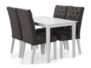 Маса и столове за трапезария Provo 157 (Тъмно сив + Бял)