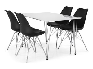 Маса и столове за трапезария Scandinavian Choice 612 (Черен + Сребро)