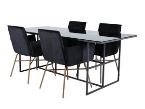 Маса и столове за трапезария Dallas 2650 (Черен + Месинг)