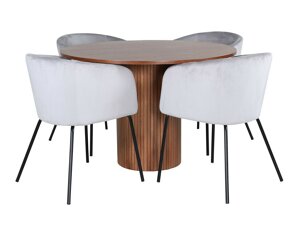 Маса и столове за трапезария Dallas 3054 (Светло сив + Черен)