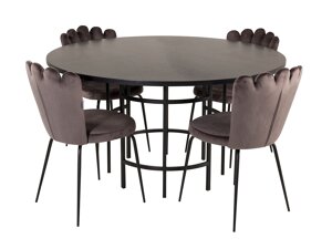 Маса и столове за трапезария Dallas 316 (Сив + Черен)