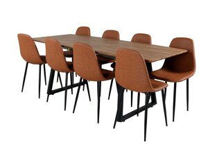 Маса и столове за трапезария Dallas 331 (Кафяв + Черен)