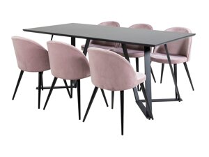Маса и столове за трапезария Dallas 360 (Роза + Черен)