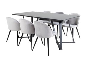 Маса и столове за трапезария Dallas 360 (Сив + Черен)