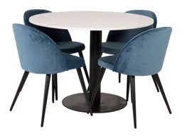 Маса и столове за трапезария Dallas 1107 (Тъмно синьо + Черен)