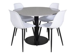 Маса и столове за трапезария Dallas 1134 (Бял + Черен)