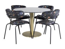 Маса и столове за трапезария Dallas 1208 (Флорален модел + Черен)