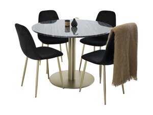 Маса и столове за трапезария Dallas 1220 (Черен + Златно)