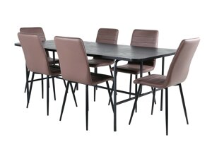 Маса и столове за трапезария Dallas 2768 (Кафяв + Черен)
