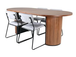Маса и столове за трапезария Dallas 2741 (Светло сив + Черен)