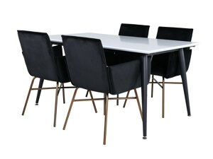 Маса и столове за трапезария Dallas 2734 (Черен + Мед)