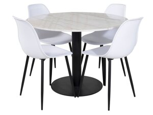 Маса и столове за трапезария Dallas 1304 (Бял + Черен)