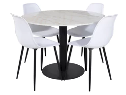 Маса и столове за трапезария Dallas 1304 (Бял + Черен)