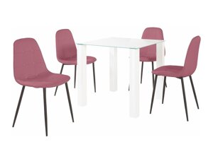 Маса и столове за трапезария Denton 266 (Бял + Роза + Черен)