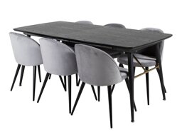 Маса и столове за трапезария Dallas 1449 (Светло сив + Черен)