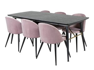 Маса и столове за трапезария Dallas 1449 (Роза + Черен)
