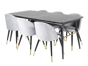 Маса и столове за трапезария Dallas 1451 (Светло сив + Черен)