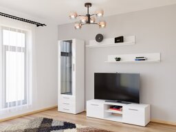 Wohnzimmer-Sets Charlotte E110 (Weiß + Weiß glänzend)